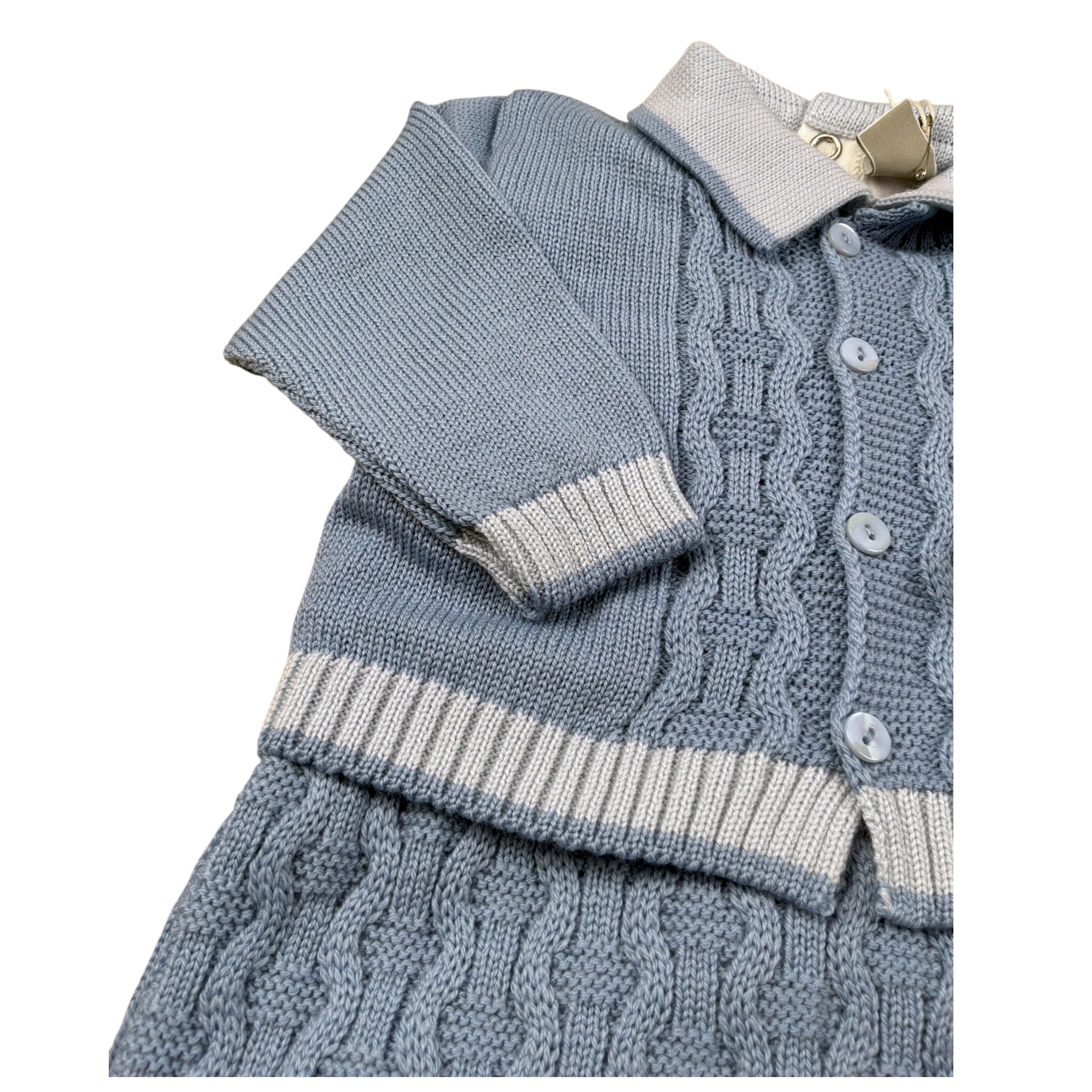 Marlu' Completo 3 Pezzi Salopette-Cardigan-Body Azzurro per Neonato IB6331 AZZURRO MARLU' 