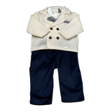Marlu' Completo 4 Pezzi Cardigan-Camicia-Papillon-Pantalone Panna/Blu per Neonato IH70860L PANNA/BLU MARLU' 