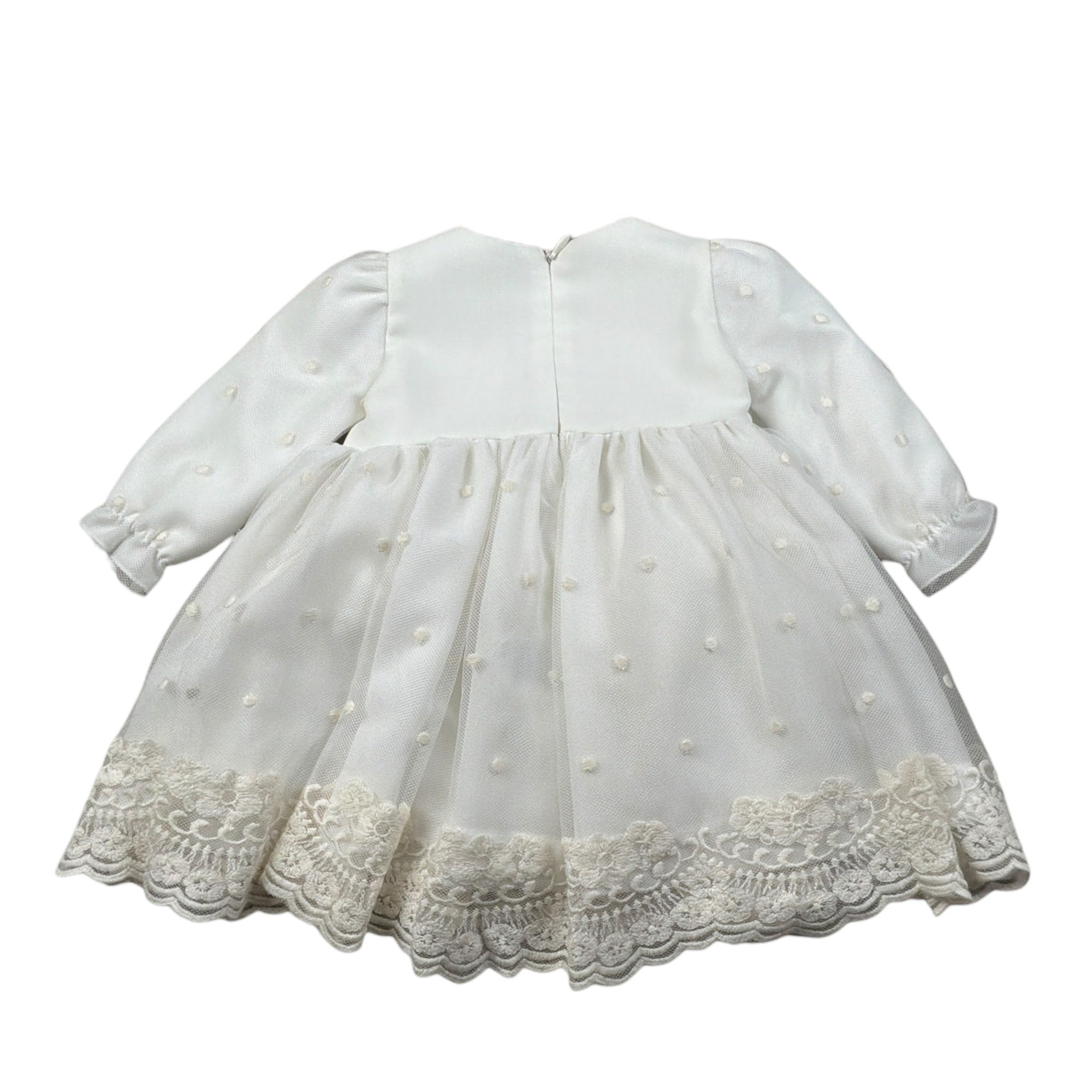 Marlu' Abito Manica Lunga tinta unita con Ricami Panna per Neonata IH806ML PANNA MARLU' 