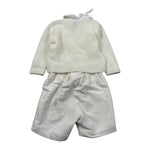 Marlu' Completo 4 Pezzi Cardigan-Camicia-Bermuda-Papillon Panna per Neonato IM20260 PANNA MARLU' 