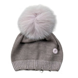 Marlu' Cappello tinta unita con Pon Pon Beige per Neonata IN1071 BEIGE MARLU' 
