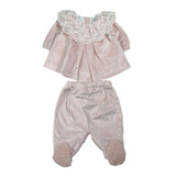 Marlu' Completo 2Pz Maglia-Ghettina tinta unita con Ricami Rosa per Neonata IN1717 ROSA MARLU' 