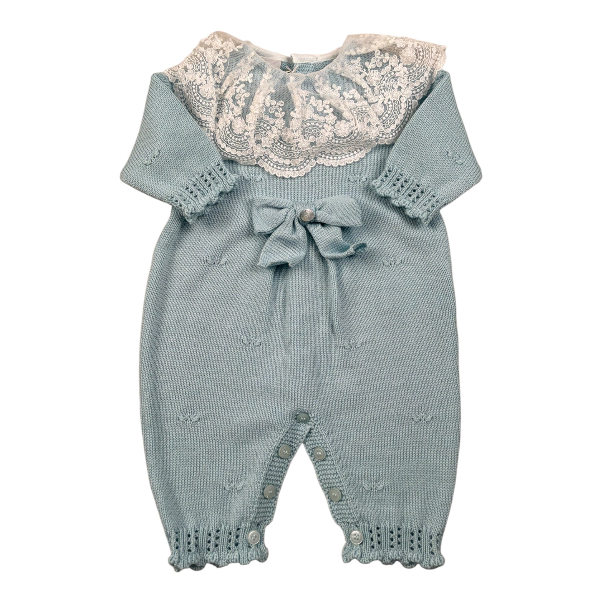 Marlu' Tutina tinta unita con Colletto Azzurro per Neonata IN1810 AZZURRO MARLU' 