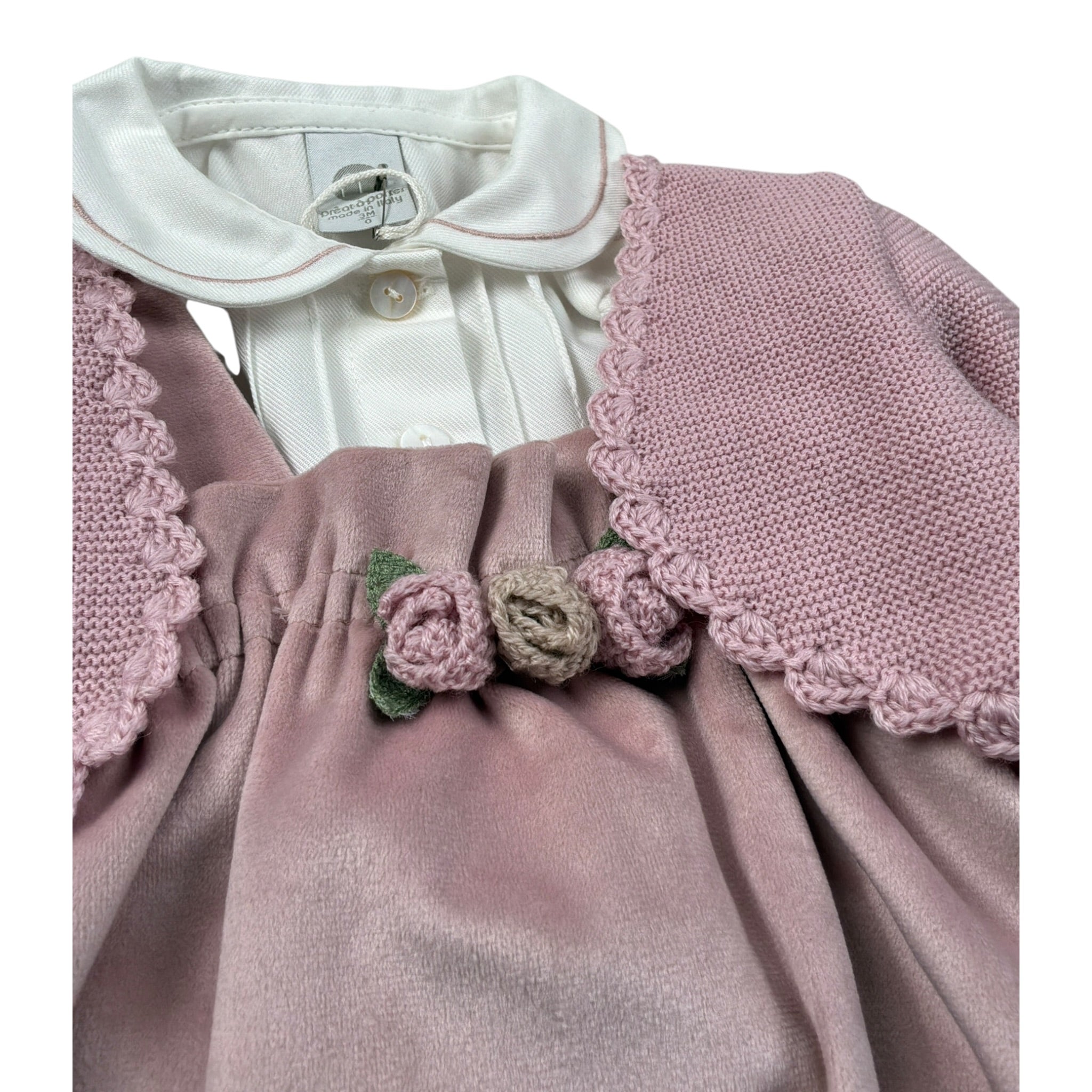 Marlu' Completo 3 Pezzi Pagliaccetto-Camicia-Cardigan Rosa per Neonata IN1960 ROSA MARLU' 