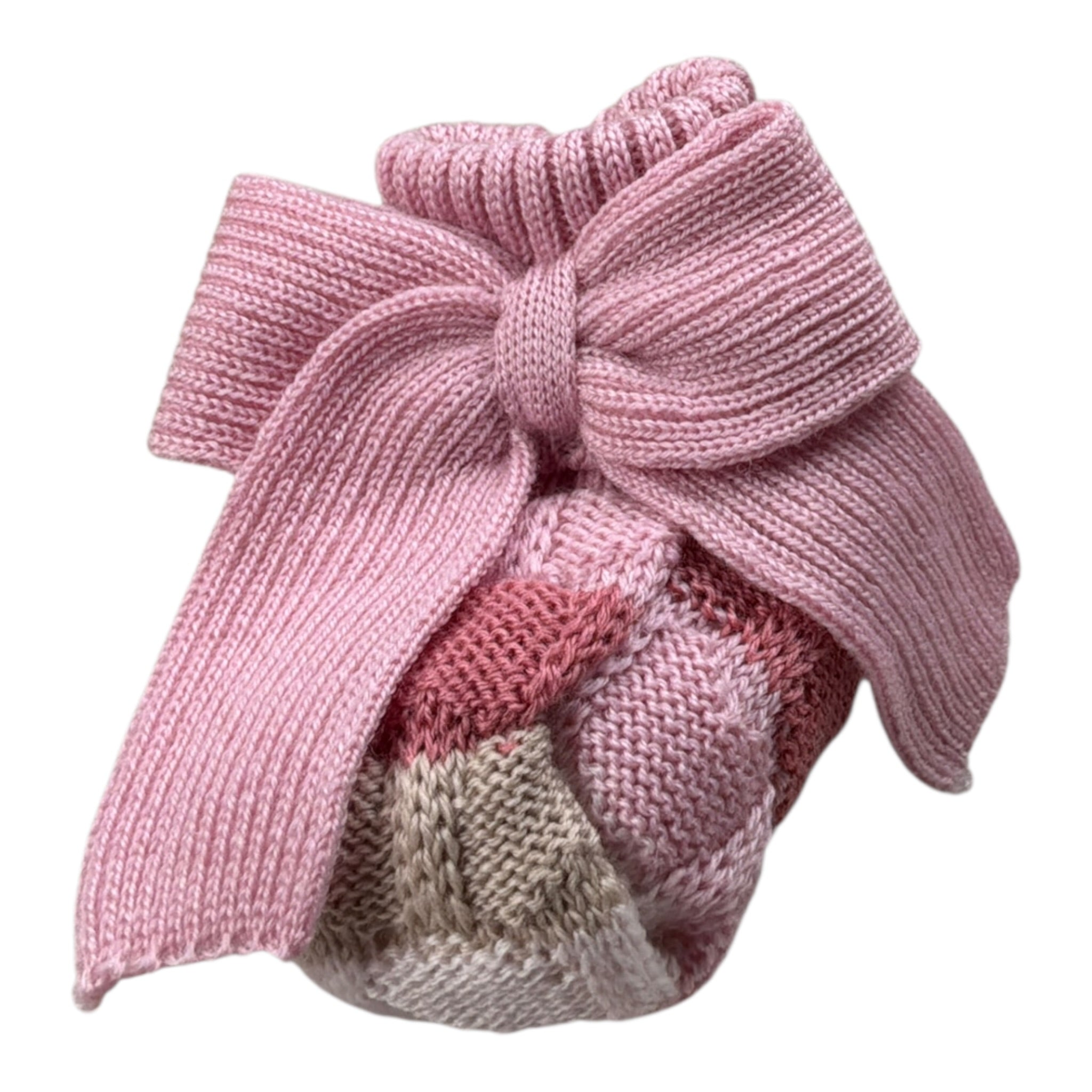 Marlu' Babbucce Tricolore con Fiocco Rosa per Neonata IN23S ROSA MARLU' 
