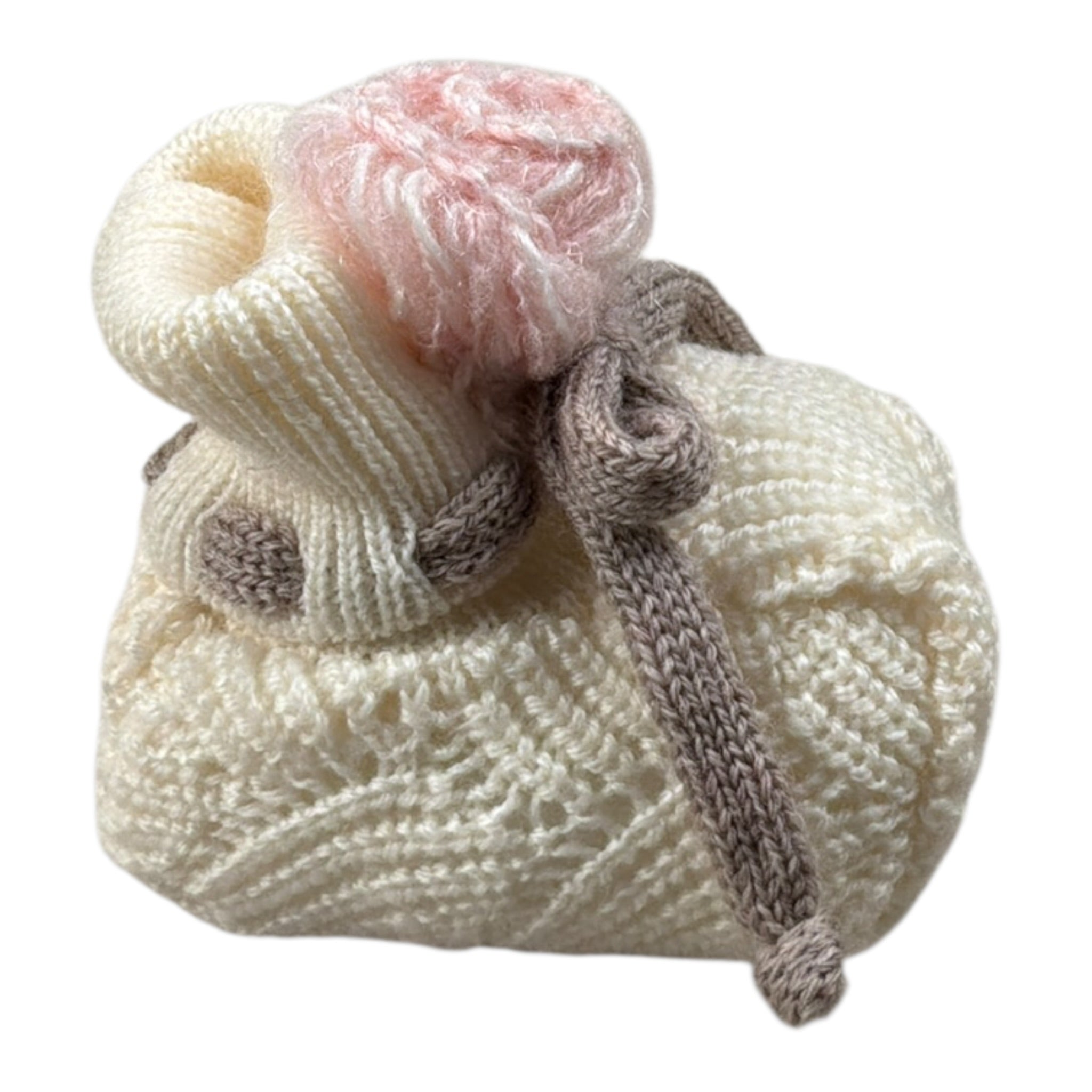 Marlu' Babbucce Tricolore con Fiore Panna per Neonata IN25S PANNA MARLU' 