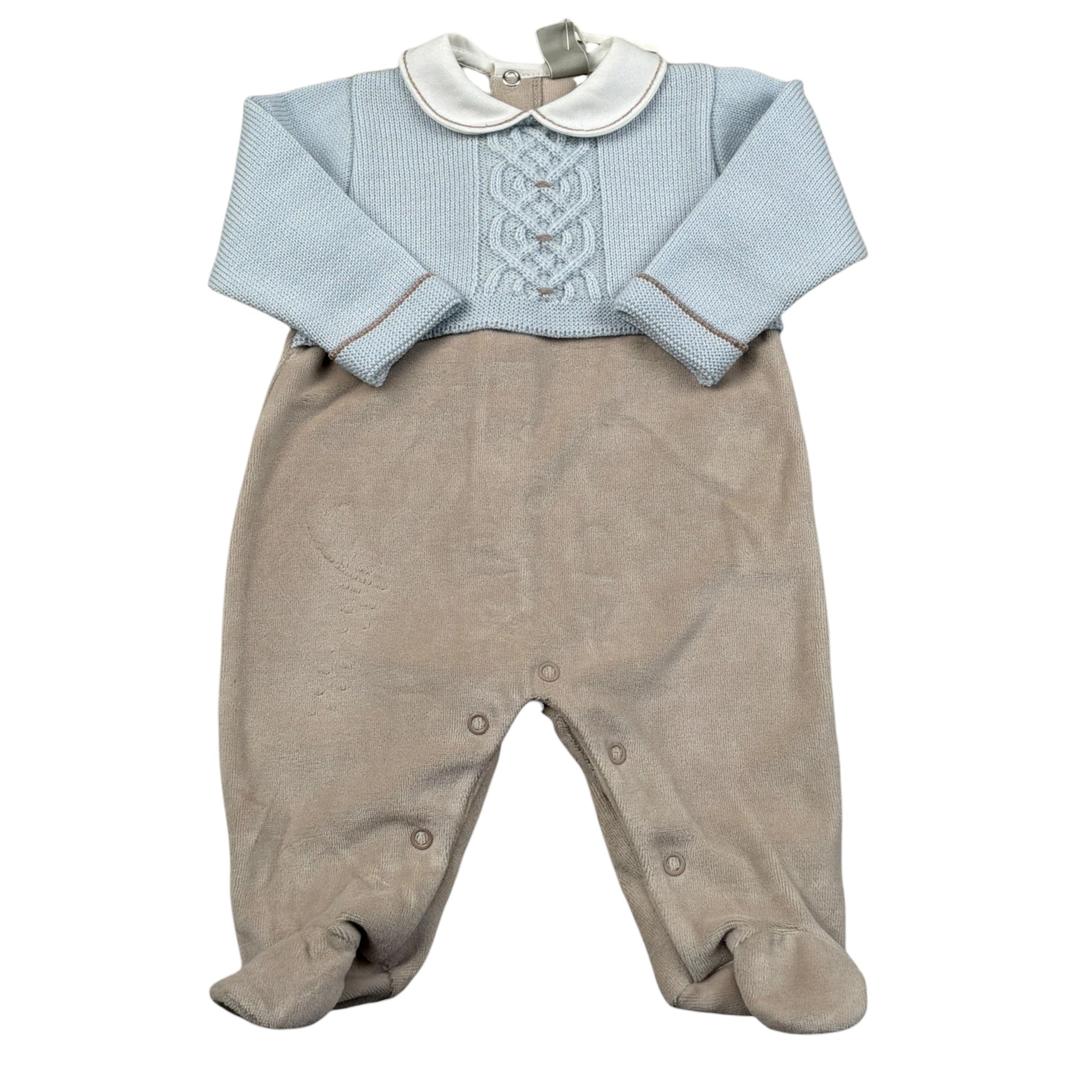 Marlu' Tutina Manica Lunga Bicolore Beige/Azzurro per Neonato IN5814 BEIGE/AZZURRO MARLU' 