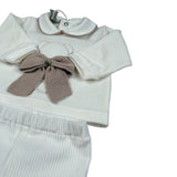 Marlu' Completo 2 Pezzi Maglia-Ghettina tinta unita Panna per Neonato IN5951 PANNA MARLU' 