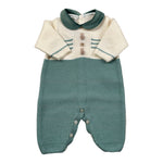 Marlu' Tutina Manica Lunga Bicolore con Colletto Panna/Verde per Neonato IN6610 PANNA/VERDE MARLU' 