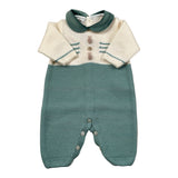 Marlu' Tutina Manica Lunga Bicolore con Colletto Panna/Verde per Neonato IN6610 PANNA/VERDE MARLU' 