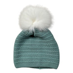Marlu' Cappello tinta unita con Pon Pon Verde per Neonata IN6671 VERDE MARLU' 