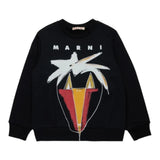Marni Felpa Chiusa Girocollo tinta unita con Logo Nero per Bambino M01573 NERO MARNI 