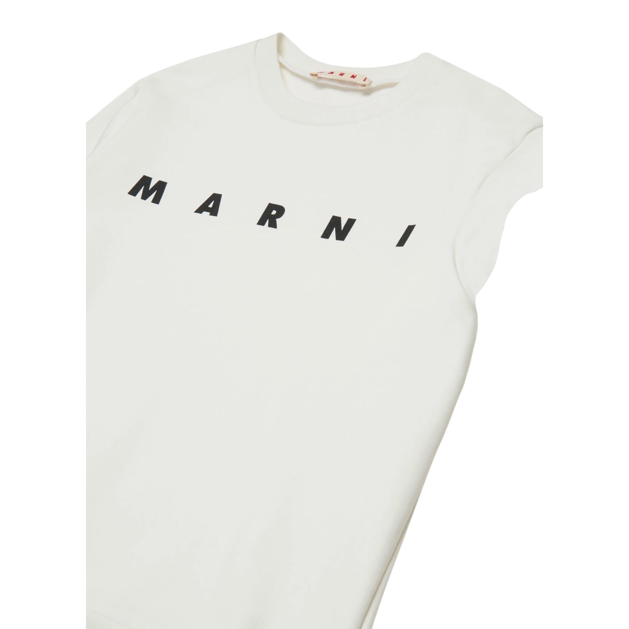 Marni Felpa Chiusa Girocollo tinta unita con Logo Bianco per Bambino M01612 BIANCO MARNI 