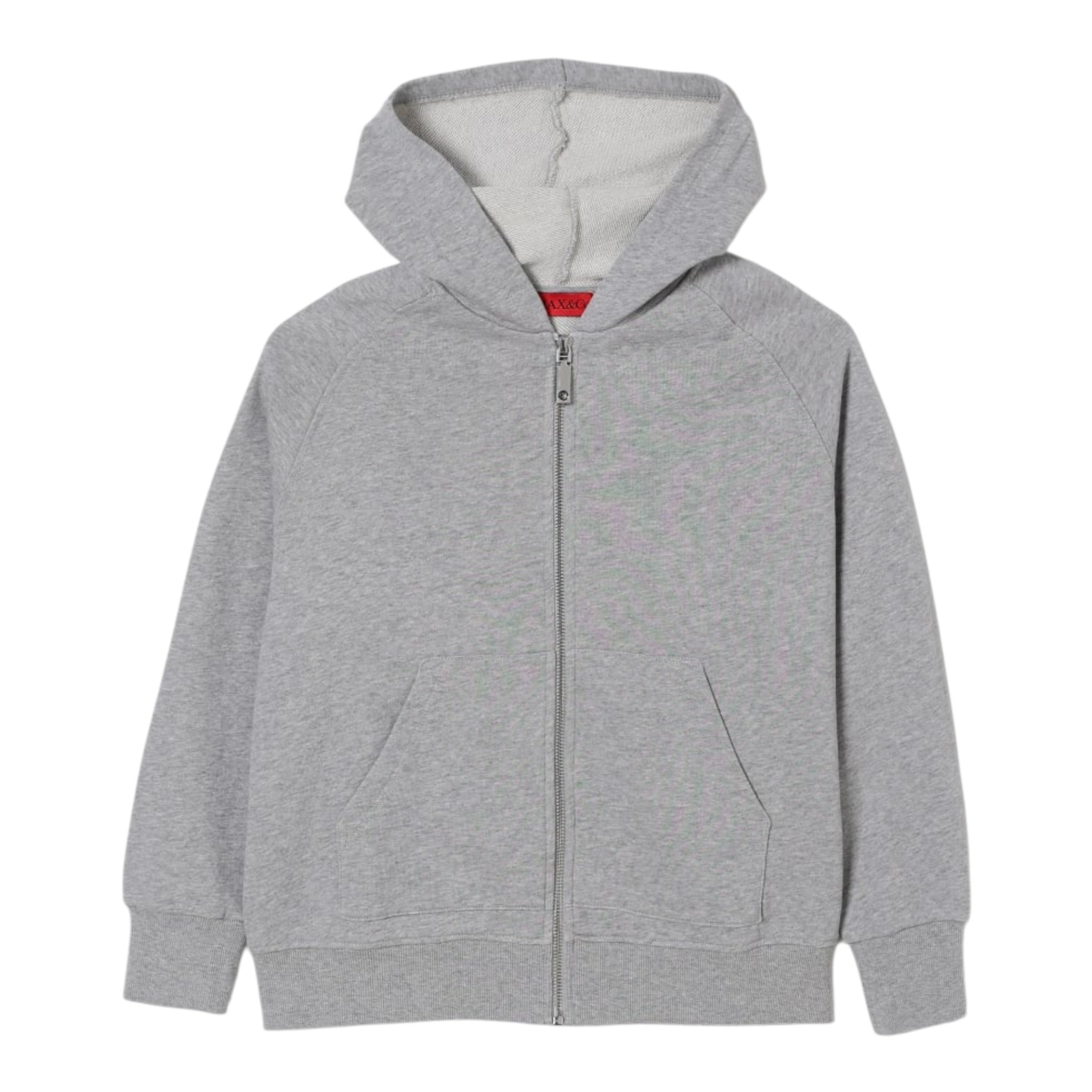Max&Co. Felpa tinta unita con Zip E Cappuccio Grigio per Bambina MX0186 GRIGIO MAX&Co. 