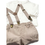Mayoral Completo 2 Pezzi Camicia-Salopettes Bianco/Beige per Neonato 2257 BIANCO/BEIGE MAYORAL 