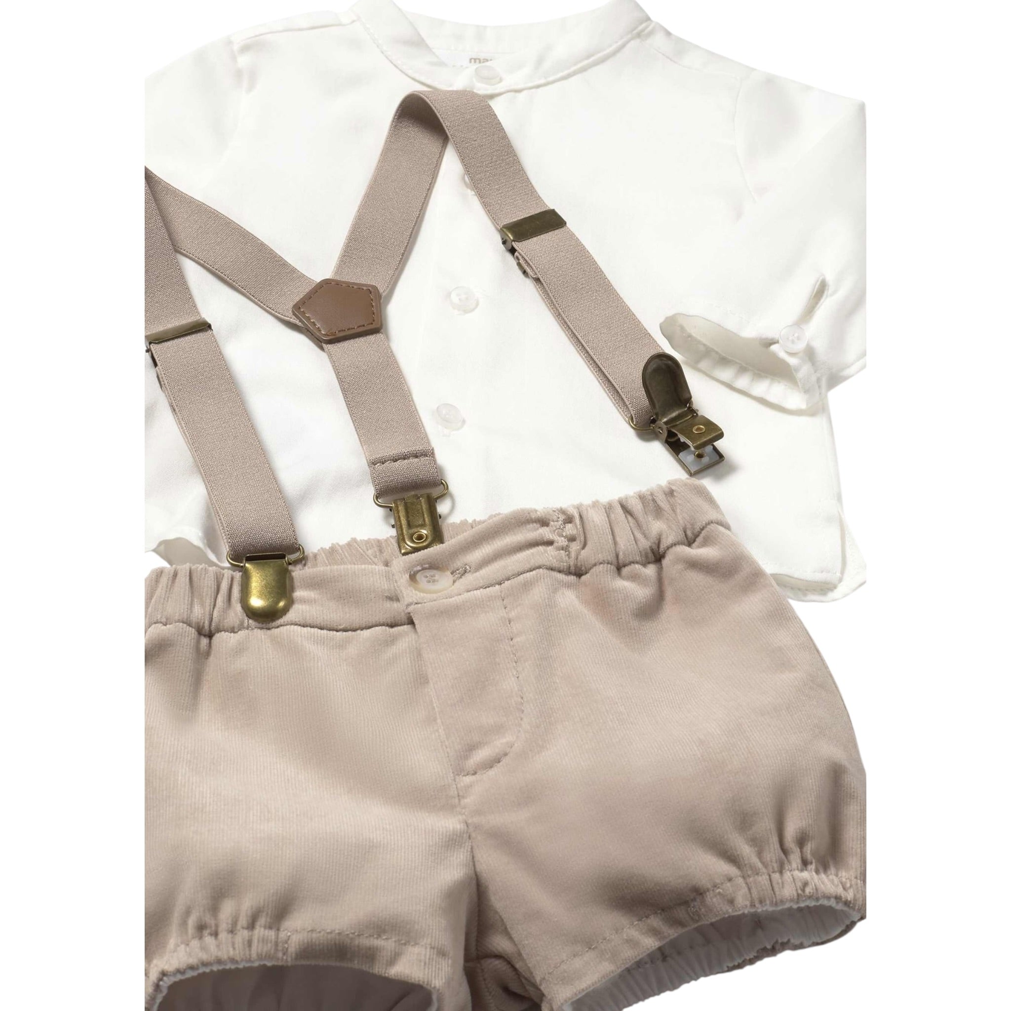 Mayoral Completo 2 Pezzi Camicia-Salopettes Bianco/Beige per Neonato 2257 BIANCO/BEIGE MAYORAL 