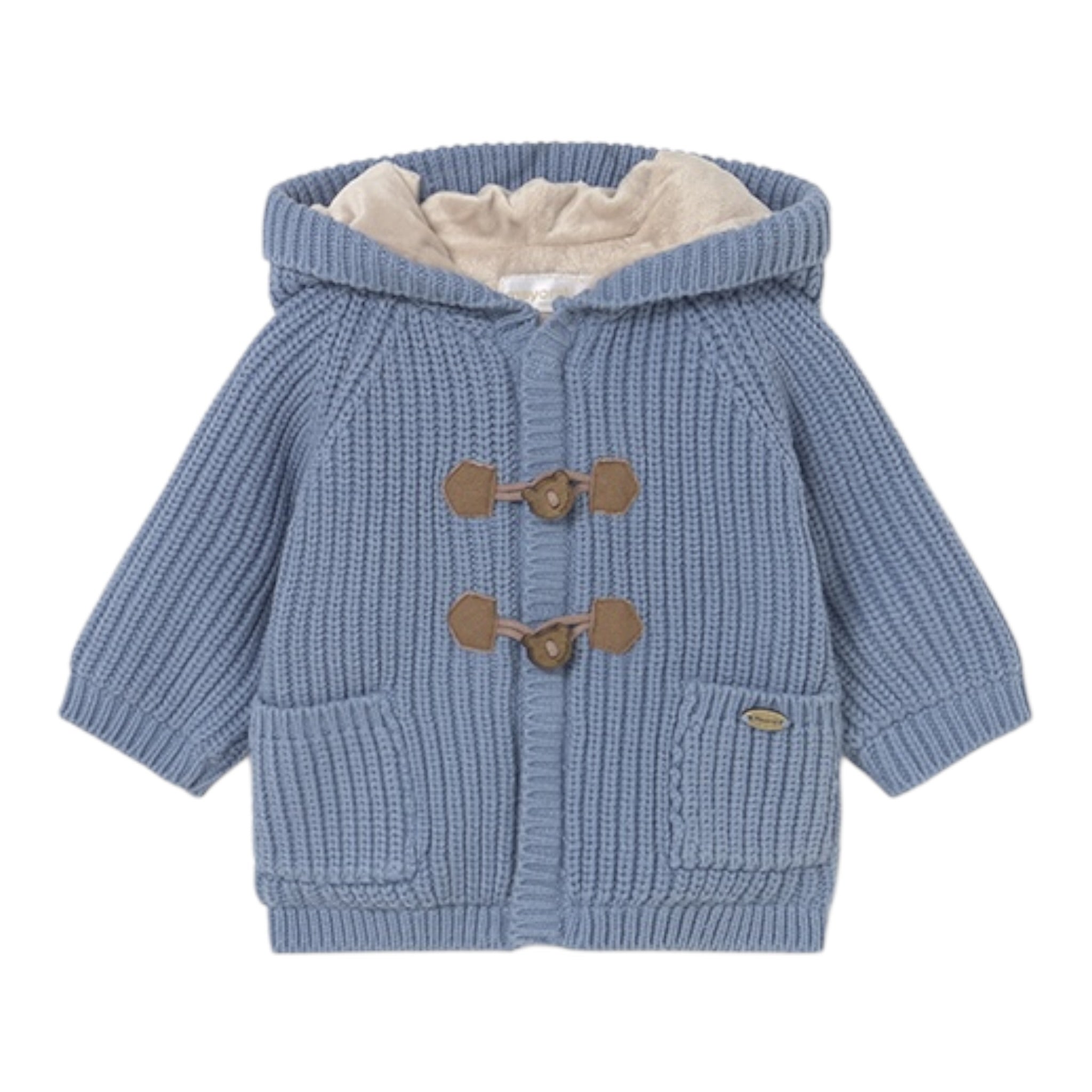 Mayoral Cardigan tinta unita con Cappuccio Azzurro per Neonato 2330 AZZURRO MAYORAL 