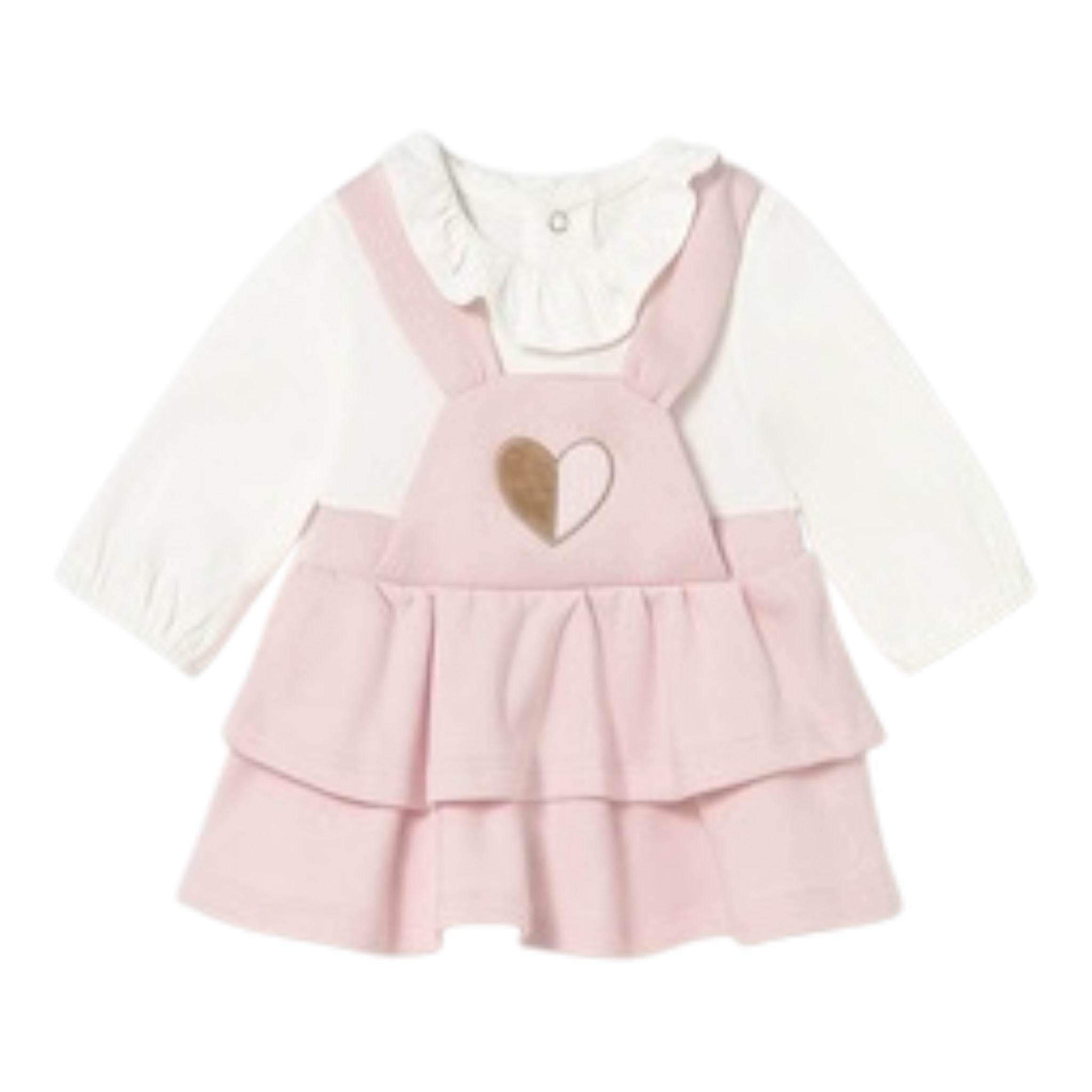 Mayoral Abito Bicolore con Pois Bianco/Rosa per Neonata 2801 BIANCO/ROSA MAYORAL 