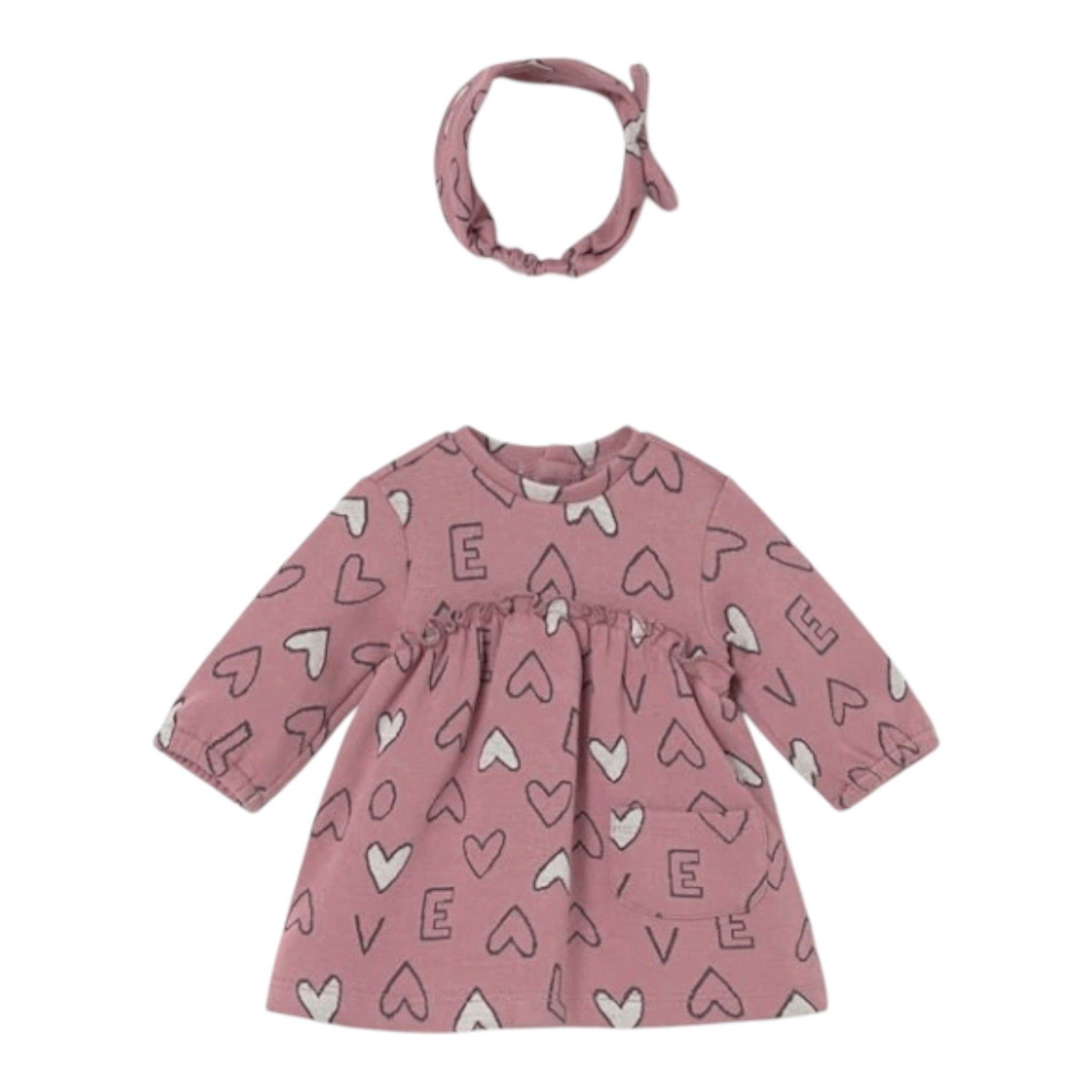 Mayoral Abito Set con Fascia tinta unita con Stampa Rosa per Neonata 2825 ROSA MAYORAL 