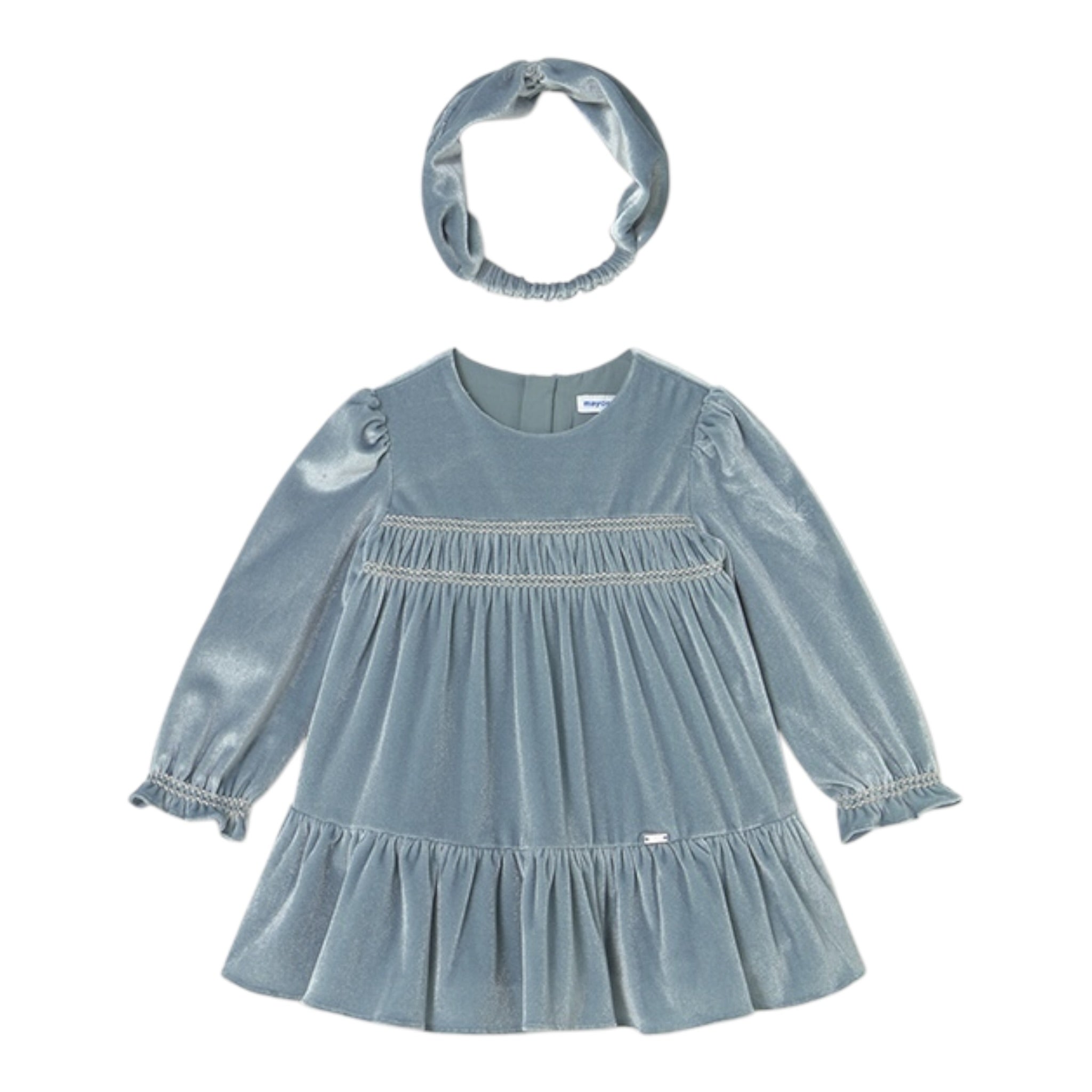 Mayoral Abito tinta unita Set con Fascia Azzurro per Neonata 2904 AZZURRO MAYORAL 