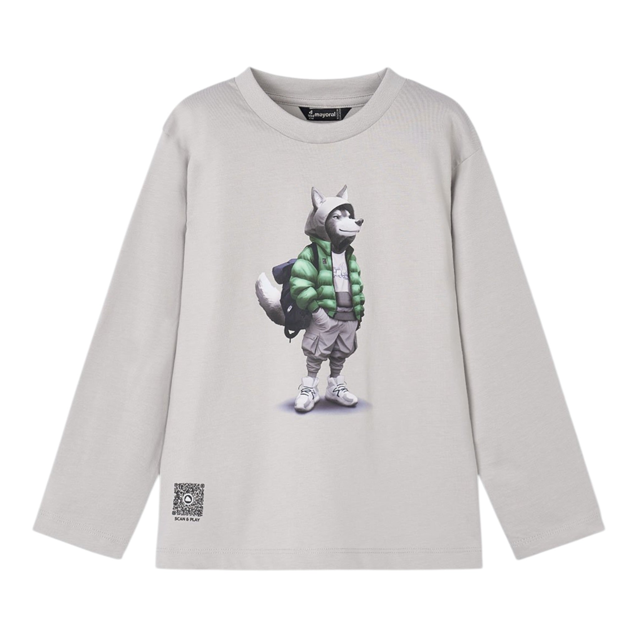 Mayoral Shirt tinta unita Girocollo con Stampa Grigio per Bambino 4083 GRIGIO MAYORAL 