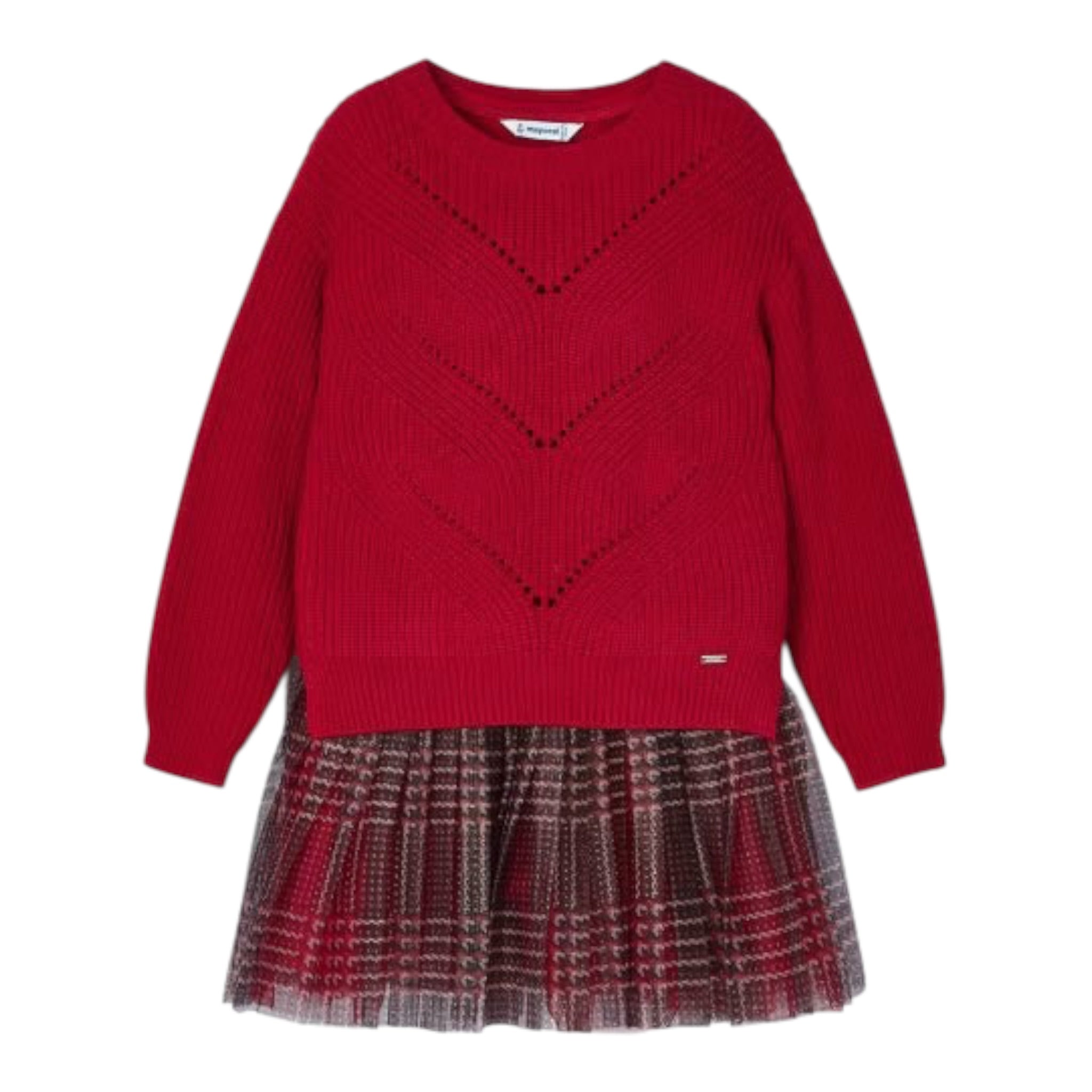 Mayoral Abito Giromanica tinta unita con Maglia Rosso per Bambina 4915 ROSSO MAYORAL 