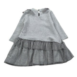 Meilisa Bai Abito Manica Lunga tinta unita con Tulle Grigio per Neonata FL5925 GRIGIO MEILISA BAI 