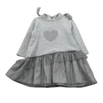 Meilisa Bai Abito Manica Lunga tinta unita con Tulle Grigio per Neonata FL5925 GRIGIO MEILISA BAI 