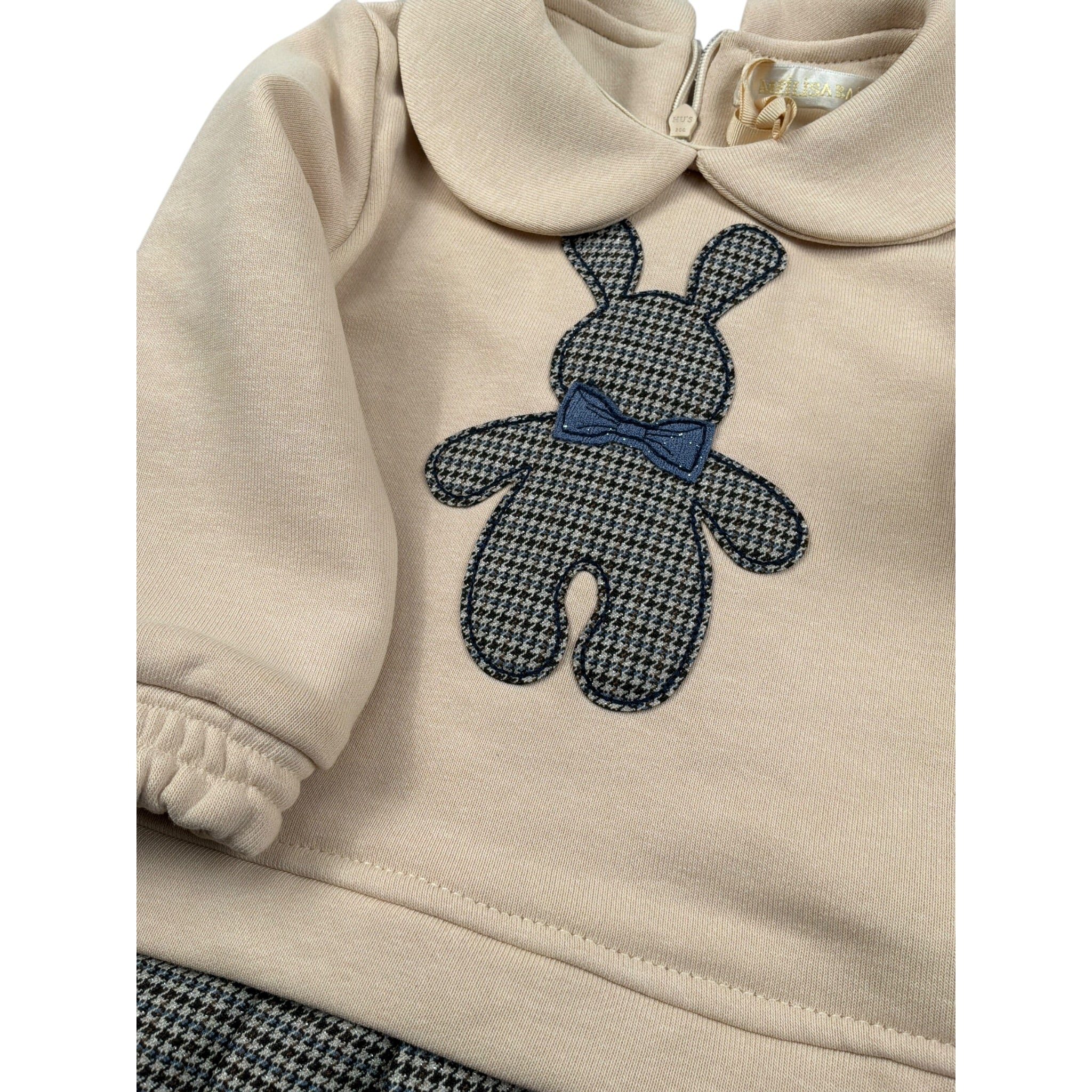 Meilisa Bai Abito Manica Lunga Bicolore Beige per Neonata FL6654N BEIGE MEILISA BAI 