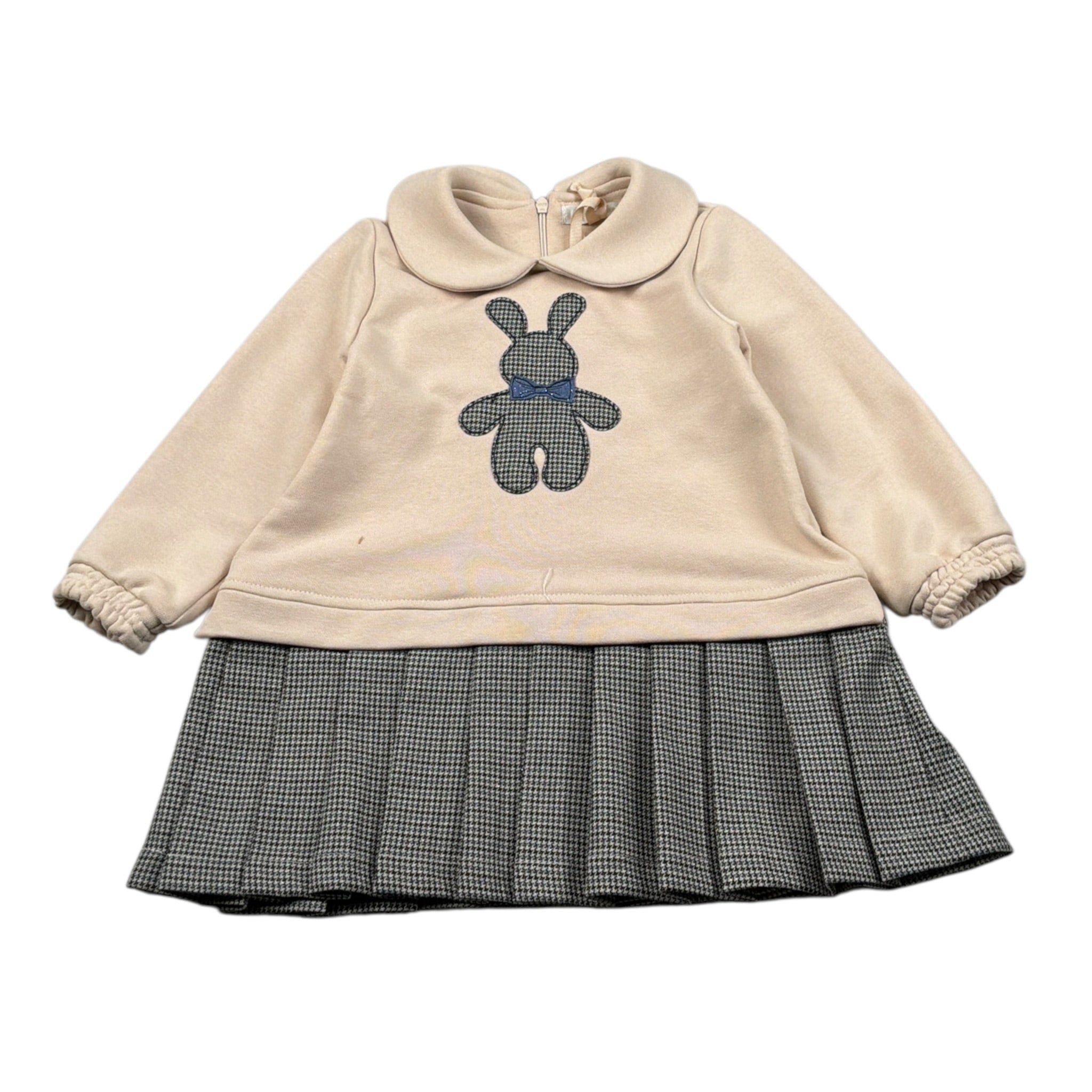 Meilisa Bai Abito Manica Lunga Bicolore Beige per Neonata FL6654N BEIGE MEILISA BAI 