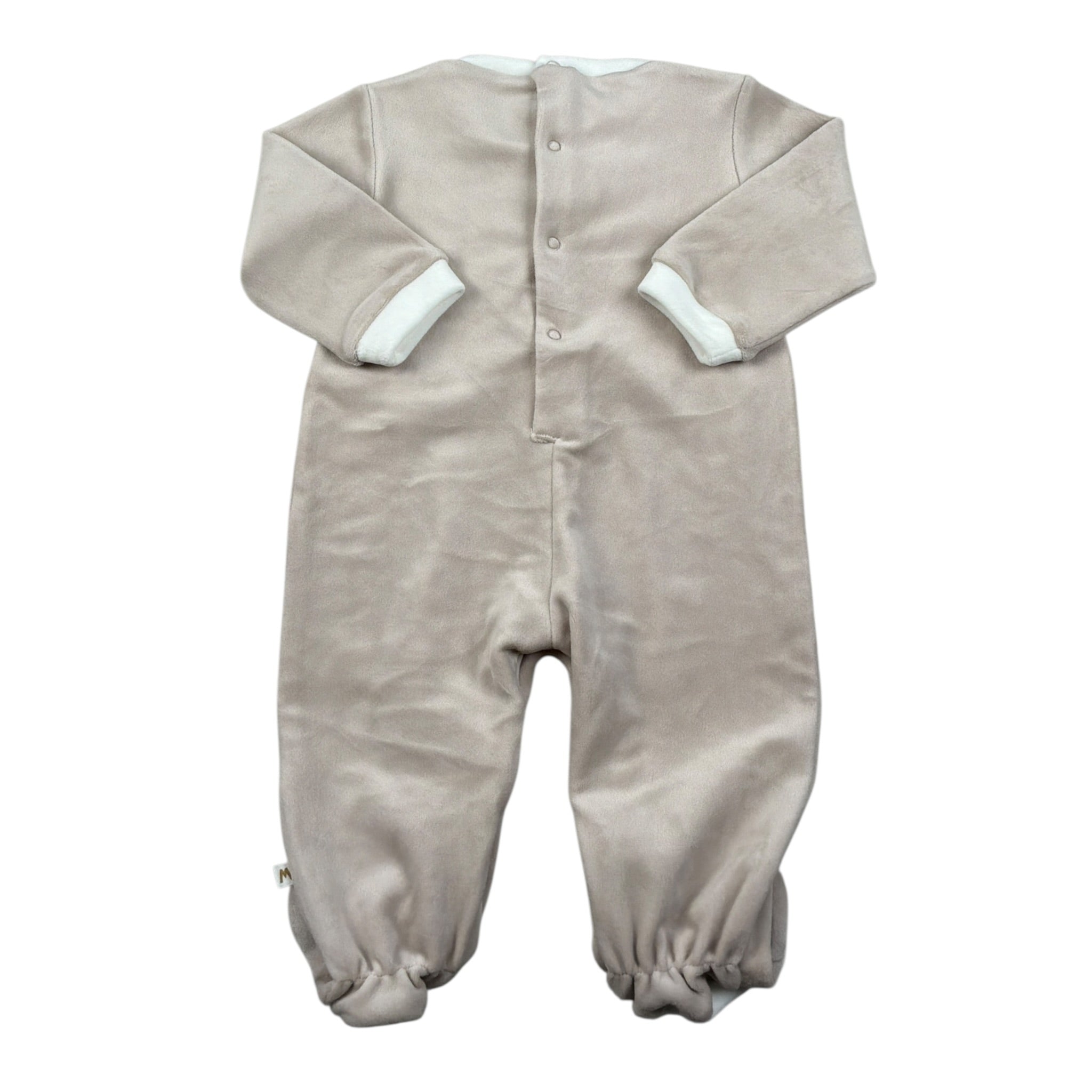 Melby Tutina tinta unita In Velluto con Stampa Beige per Neonato 25N0180 BEIGE MELBY 
