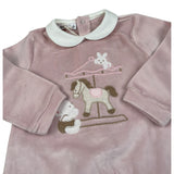 Melby Tutina tinta unita In Velluto con Stampa Rosa per Neonata 25N0221 ROSA MELBY 