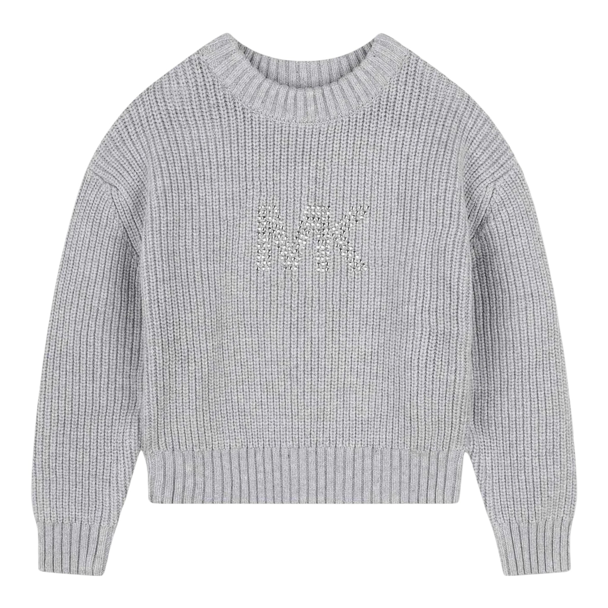 Michael Kors Maglia Girocollo tinta unita con Brillantini Grigio per Bambina R30162 GRIGIO MICHAEL KORS 
