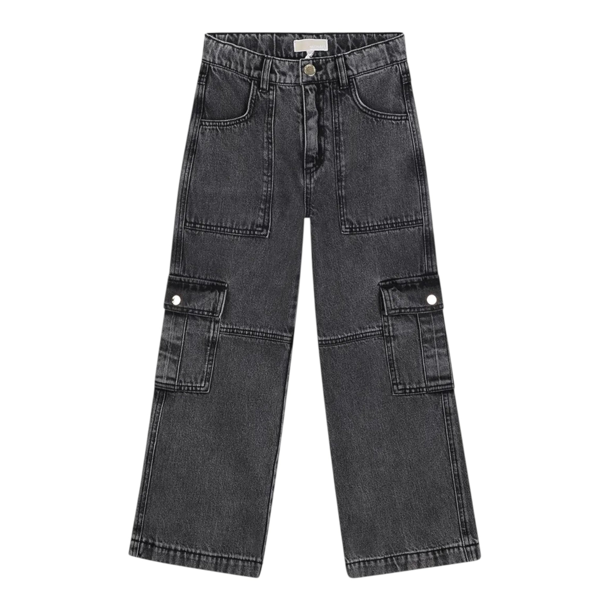 Michael Kors Jeans tinta unita con Girovita Regolabile Nero per Bambina R30451 NERO MICHAEL KORS 