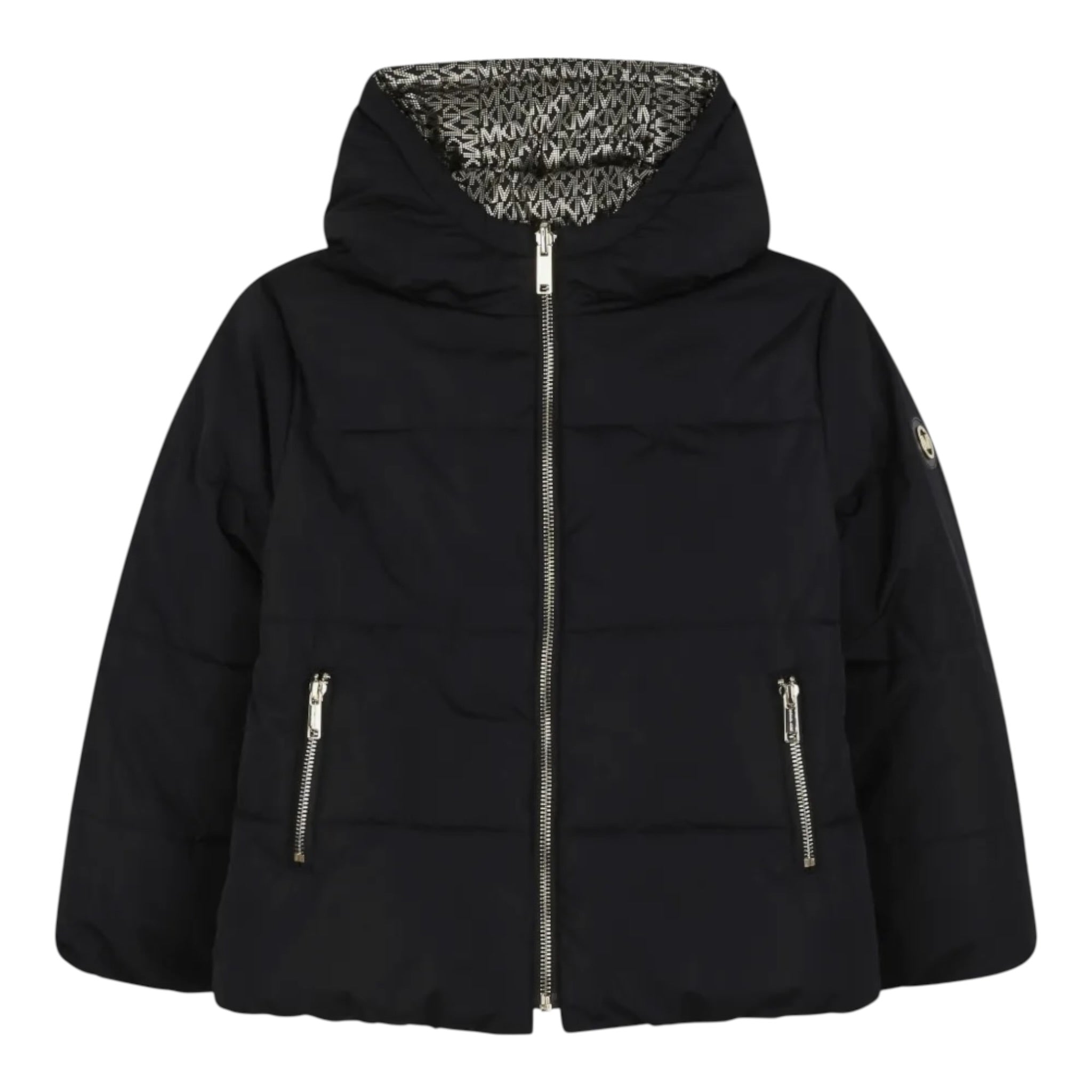 Michael Kors Giubbino Modello Reversibile con Zip E Cappuccio Nero per Bambina R30456 NERO MICHAEL KORS 