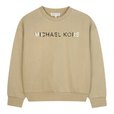 Michael Kors Felpa Chiusa Girocollo tinta unita con Logo Beige per Bambina R30469 BEIGE MICHAEL KORS 