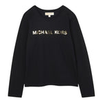 Michael Kors Shirt Girocollo tinta unita con Logo Nero per Bambino R30488JX NERO MICHAEL KORS 