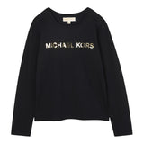 Michael Kors Shirt Girocollo tinta unita con Logo Nero per Bambino R30488JX NERO MICHAEL KORS 