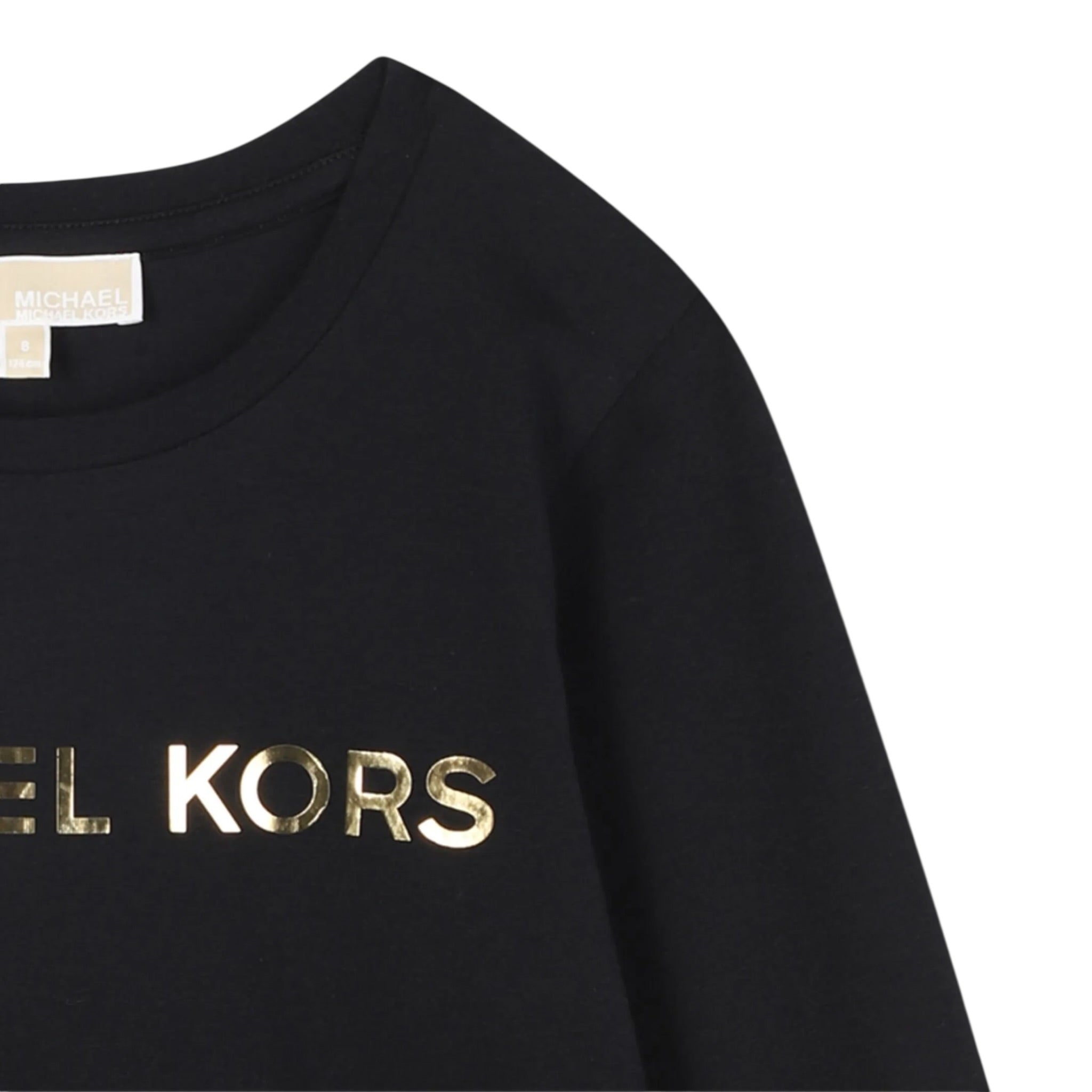 Michael Kors Shirt Girocollo tinta unita con Logo Nero per Bambino R30488JX NERO MICHAEL KORS 