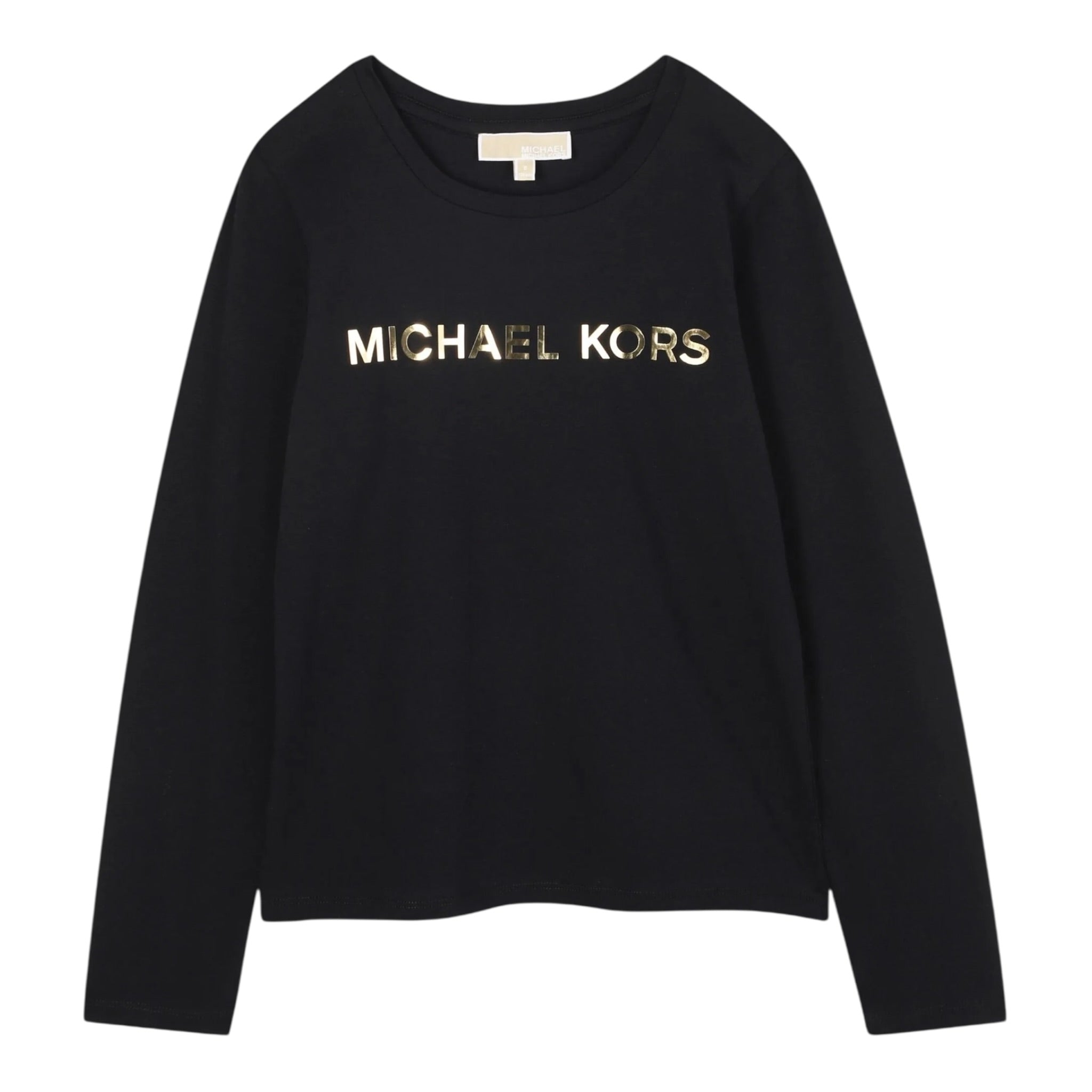 Michael Kors Shirt Girocollo tinta unita con Logo Nero per Neonata R30488X NERO MICHAEL KORS 