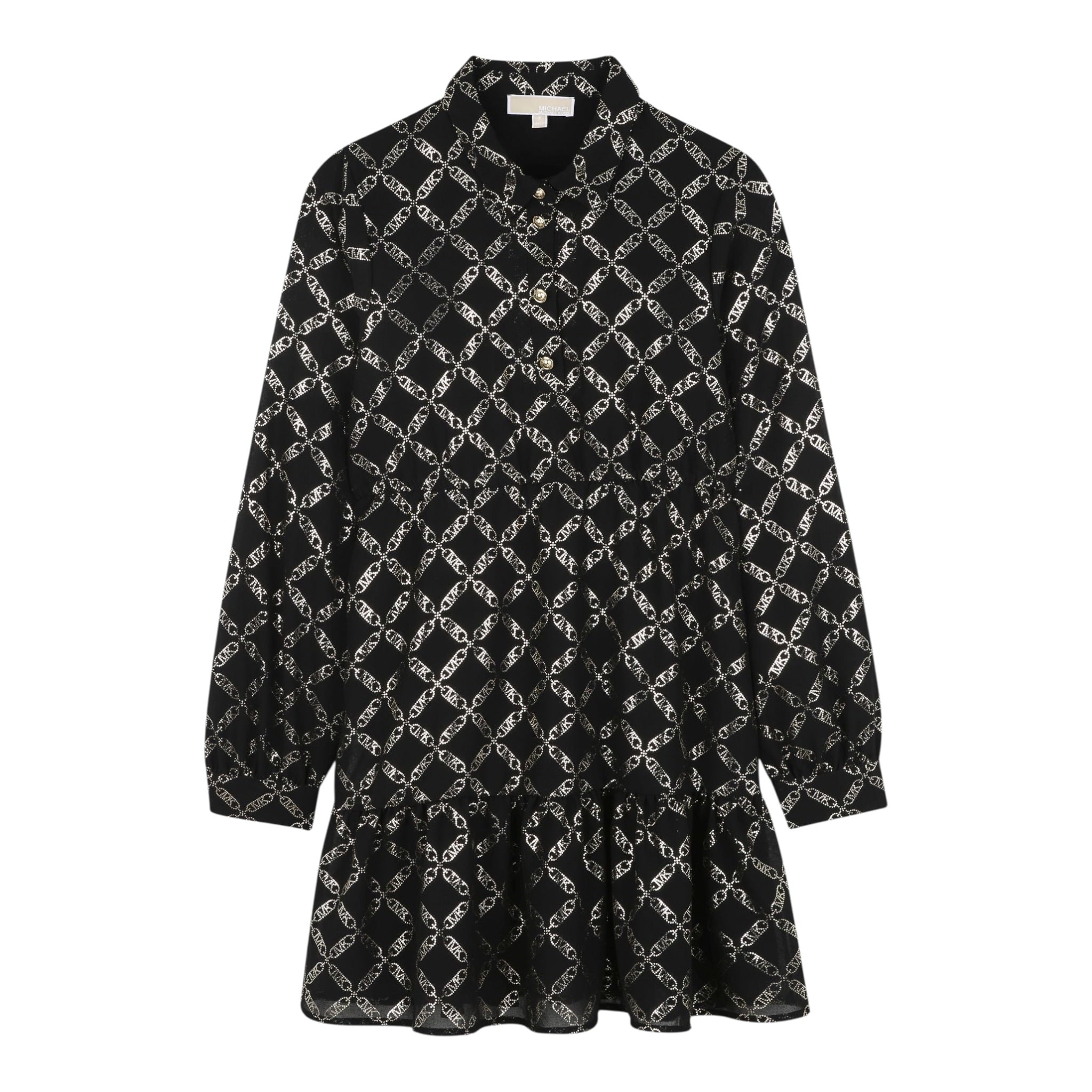 Michael Kors Abito Manica Lunga tinta unita con Loghi Nero per Bambina R30489 NERO MICHAEL KORS 
