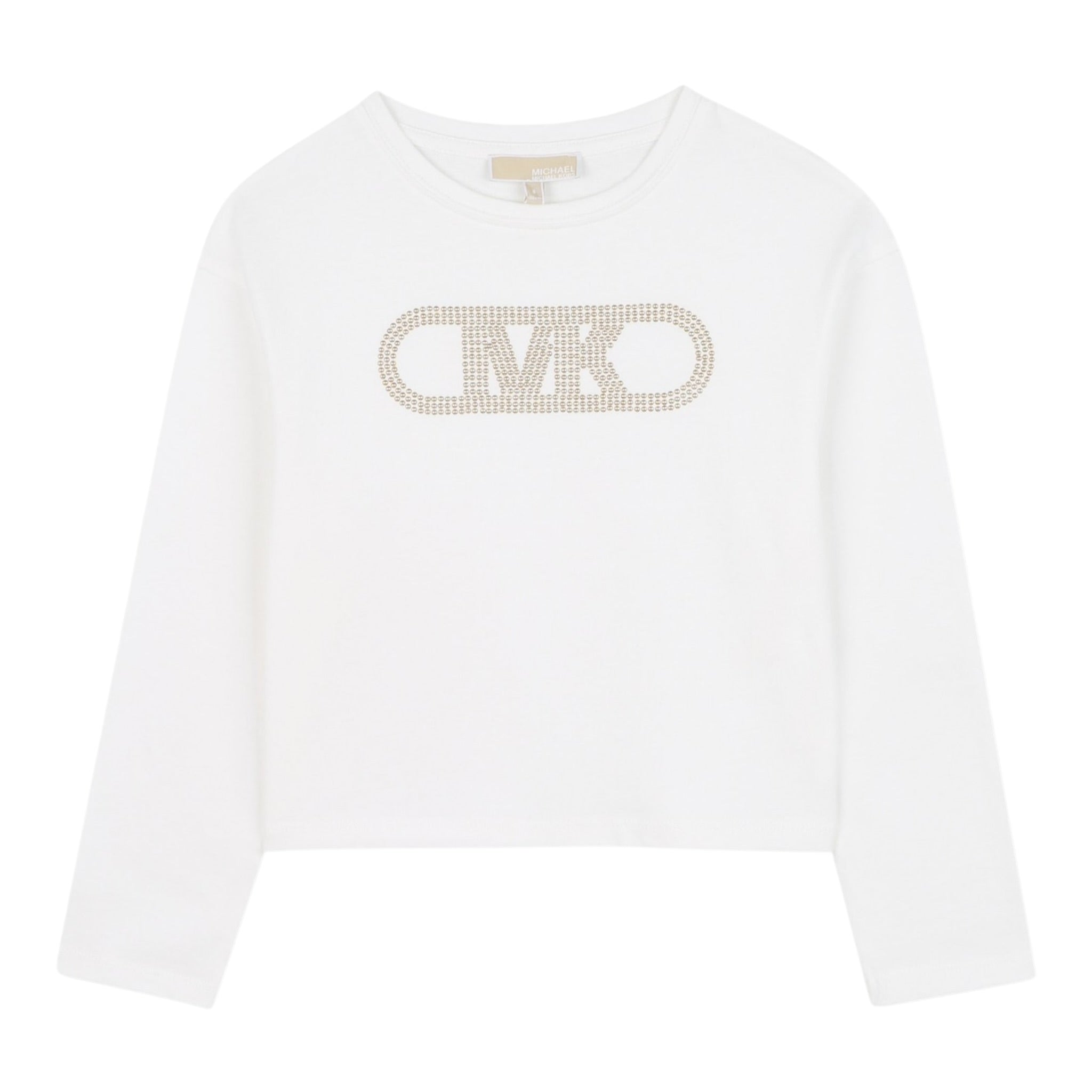Michael Kors Shirt Girocollo tinta unita con Logo Bianco per Bambina R30495 BIANCO MICHAEL KORS 