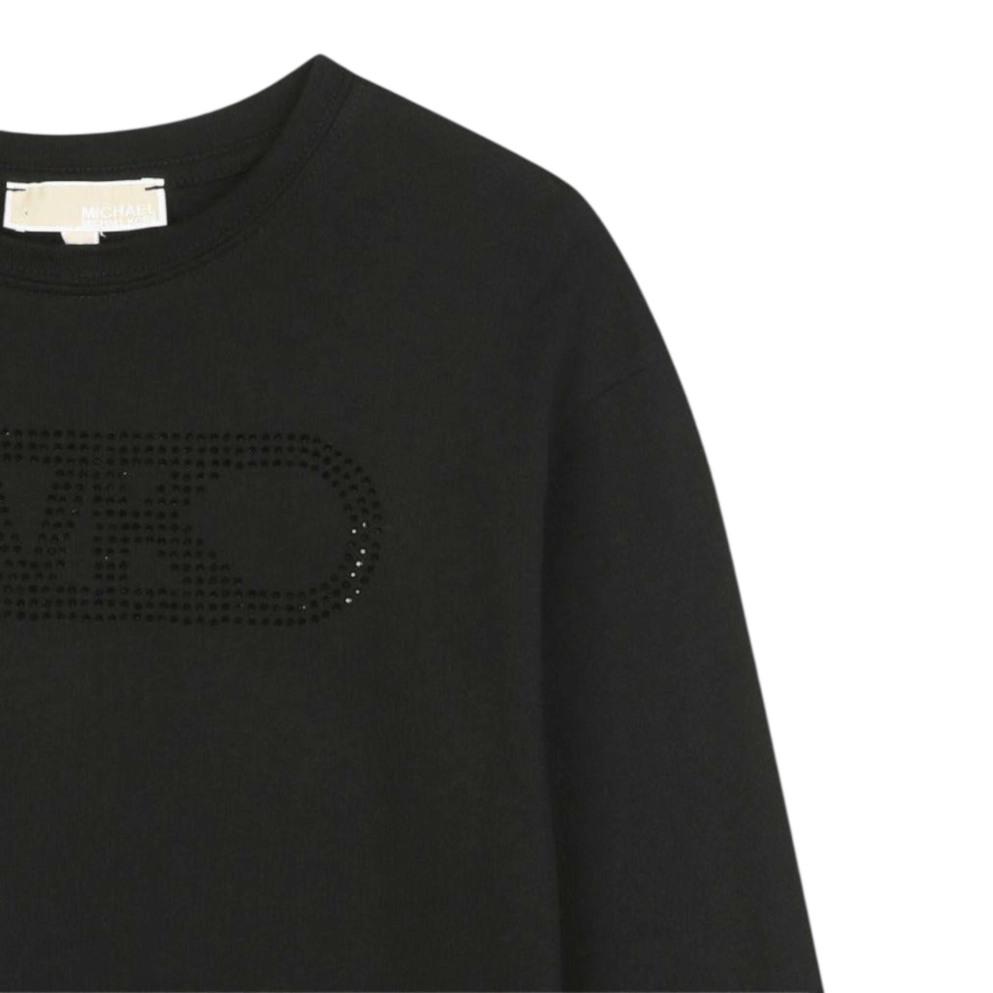 Michael Kors Shirt Girocollo tinta unita con Logo Nero per Bambina R30495 NERO MICHAEL KORS 