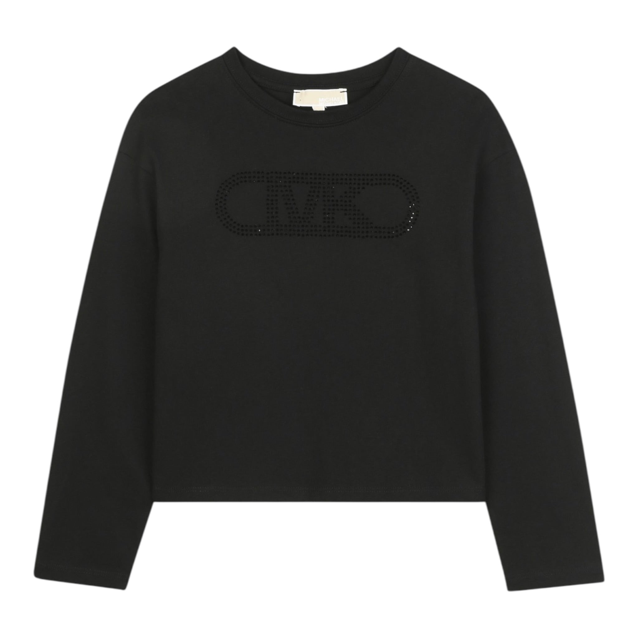 Michael Kors Shirt Girocollo tinta unita con Logo Nero per Bambina R30495 NERO MICHAEL KORS 