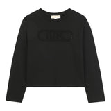 Michael Kors Shirt Girocollo tinta unita con Logo Nero per Bambina R30495 NERO MICHAEL KORS 