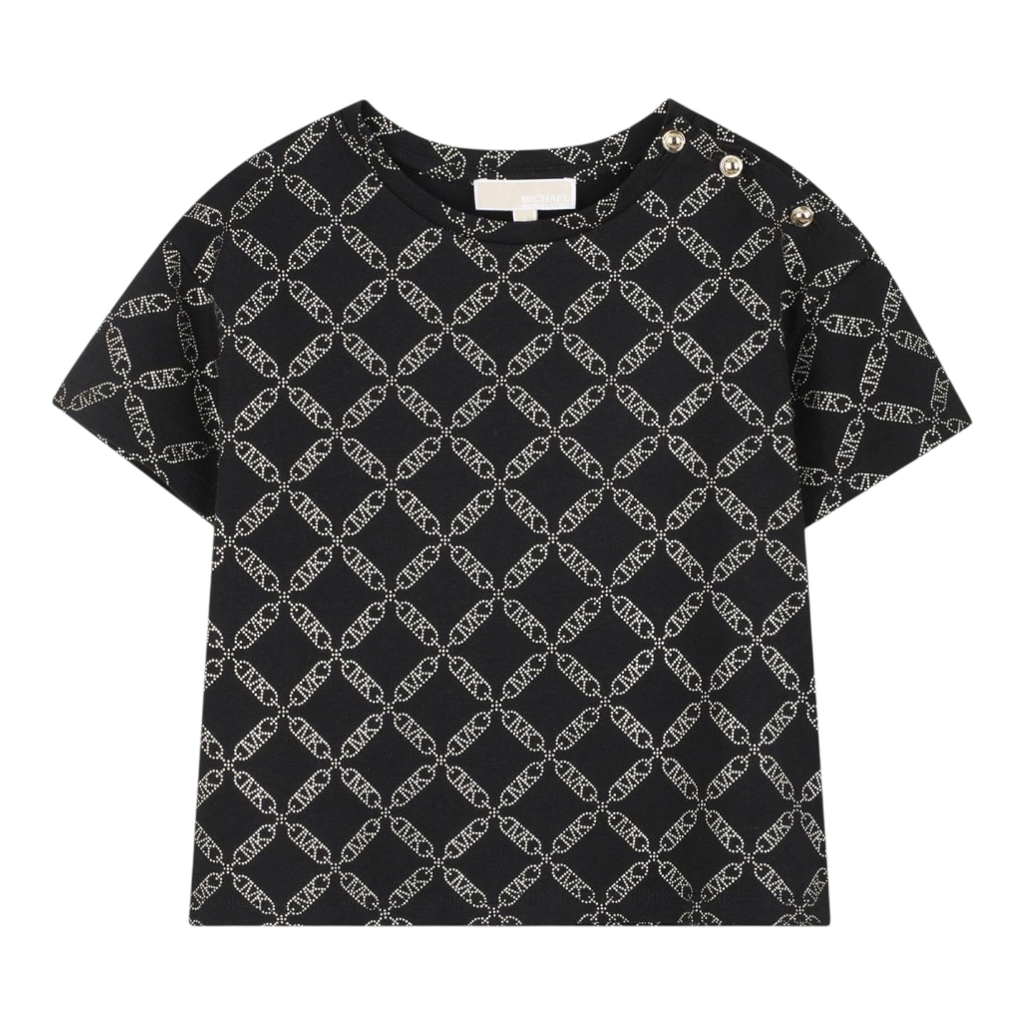 Michael Kors T-Shirt Girocollo tinta unita con Stampe Nero per Bambina R30498 NERO MICHAEL KORS 