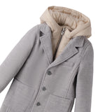 Mini Banda Cappotto Tinta Uita con Cappuccio Grigio per Neonato 0F181 GRIGIO MINI BANDA 