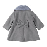 Mini Banda Cappotto tinta unita con Colletto Grigio per Bambina 0F380 GRIGIO MINI BANDA 
