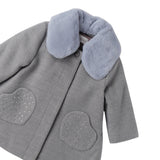 Mini Banda Cappotto tinta unita con Colletto Grigio per Bambina 0F380 GRIGIO MINI BANDA 