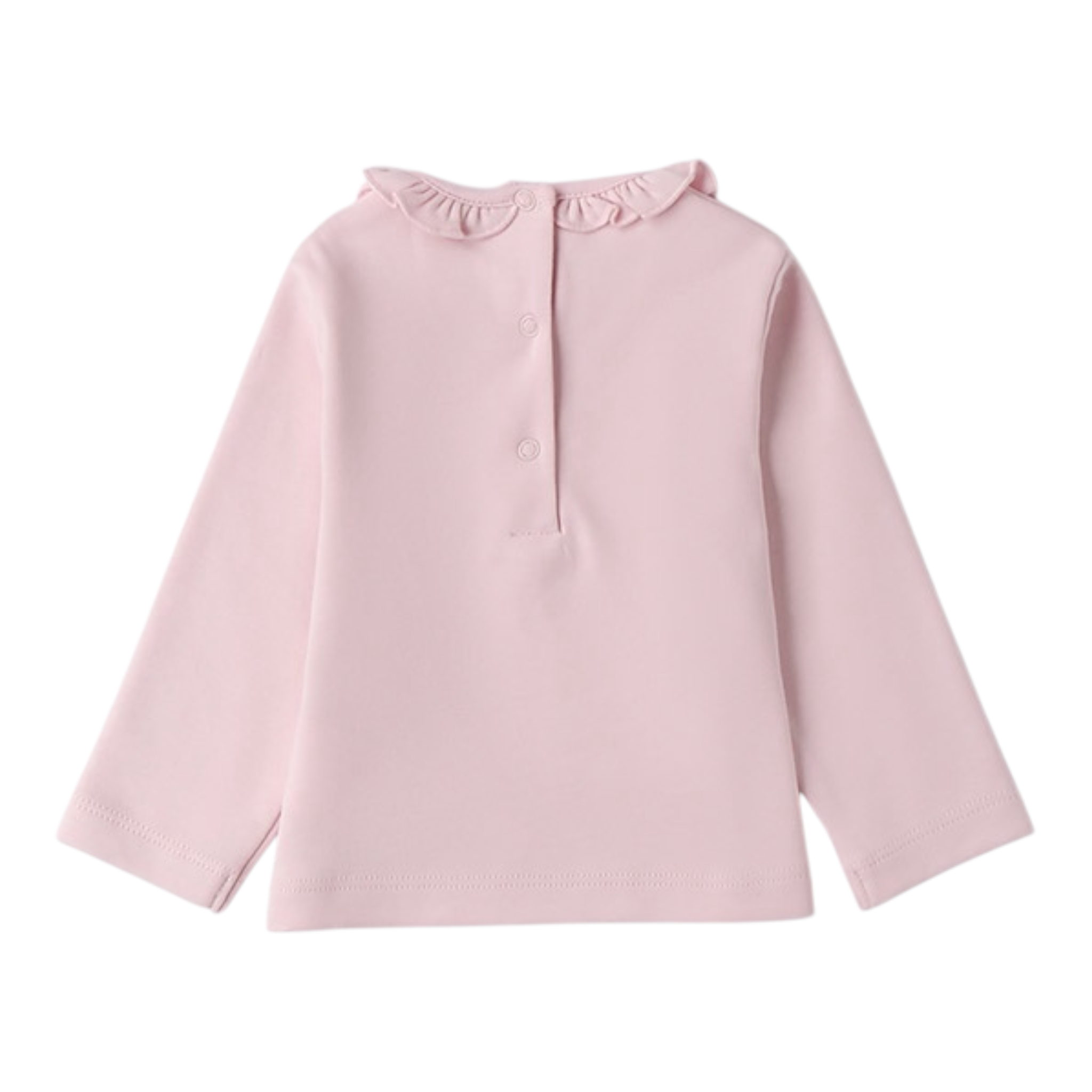 Mini Banda Shirt tinta unita con Stampa E Colletto Rosa per Neonata 3F712 ROSA MINI BANDA 